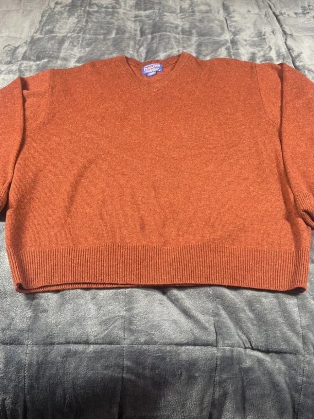 Pendleton Dark Red Lambs Wool Sweater V Neck Pullover Mens Business Winter Sz L